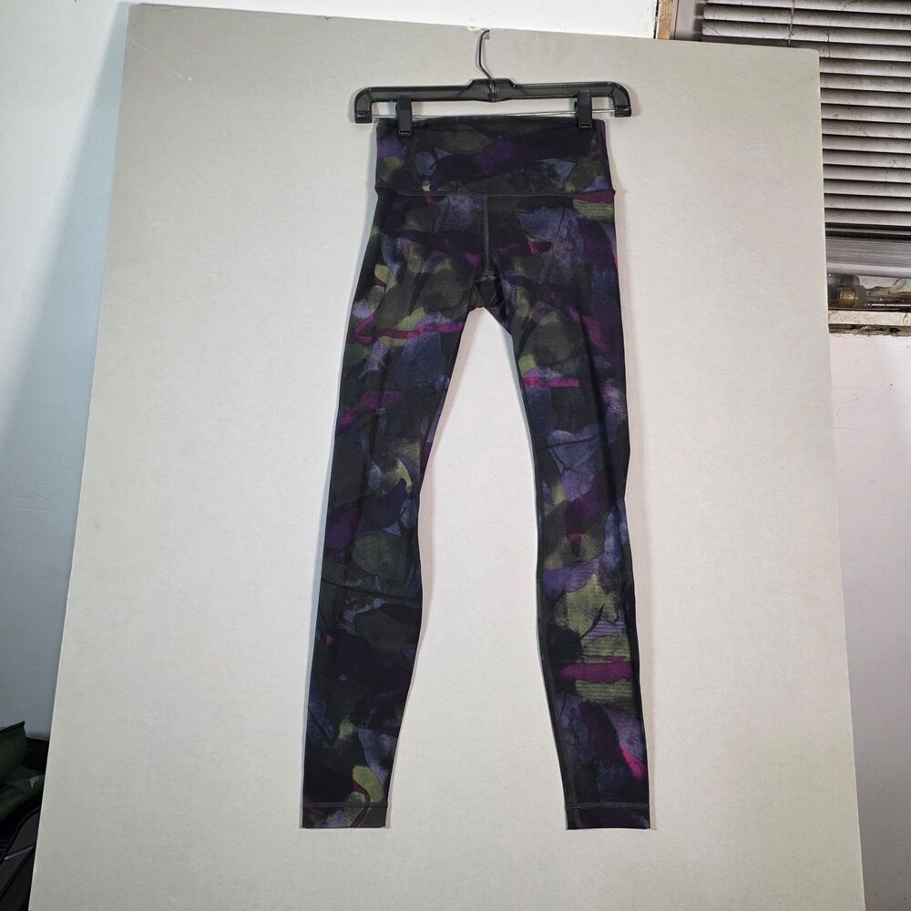 Lululemon Wunder Under Floral Leggings Womens 4 Purple Green Black